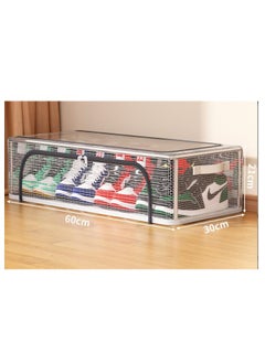 Golden Shoe Storage Box 3 Pack Under Bed Shoe Storage Organizer, Clear Stackable Shoe Organizer for Closet, 60*30*21cm Shoes Organizer Shoe Container Bins for Sneakers Foldable Shoe Rack for Clothes, Toys  - Image 2