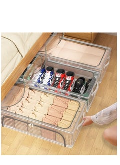 Golden Shoe Storage Box 3 Pack Under Bed Shoe Storage Organizer, Clear Stackable Shoe Organizer for Closet, 60*30*21cm Shoes Organizer Shoe Container Bins for Sneakers Foldable Shoe Rack for Clothes, Toys  - Image 4