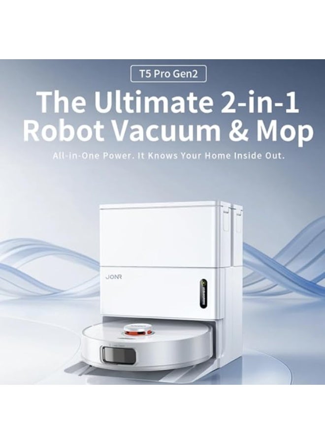 JONR T5 Pro Gen 2 15000Pa Robot Vacuum Cleaner with Mop Function, Suction Power (Upgrade from T5 Pro) with Hot Air Drying, Anti-Tangle Side Brush, Obstacle Avoidance, LiDAR Navigation, All-in-One Dock - Image 3