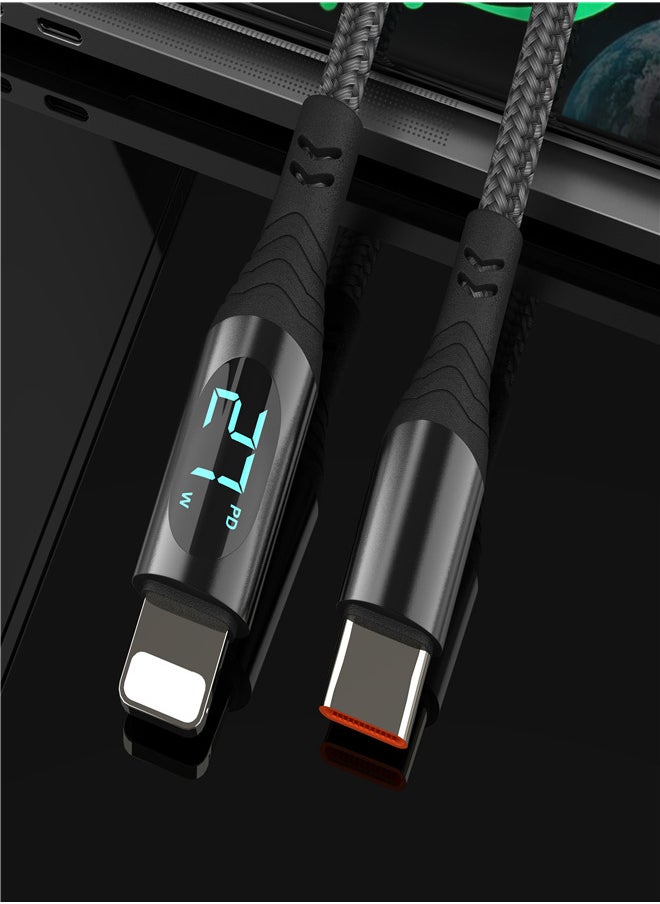 Sendem - USB-C to Lightning Cable, 27W PD Syncing Cord LED Display Fast Charging, High Speed Data Transfer Cord Compatible with iPhone 14 13 12 11 Pro Max XS XR X 8 7 Plus AirPods Pro and More - Image 1