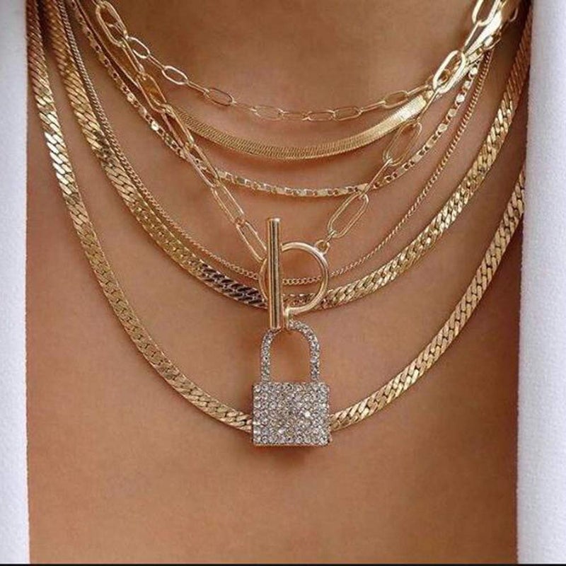 Chargances قلادة سلسلة عظام الثعبان الذهبية من تشارجانس للنساء مع قفل متجمد وسلسلة تشوكر للنساء مجوهرات بوهو بونك سلسلة كوبية - Image 1