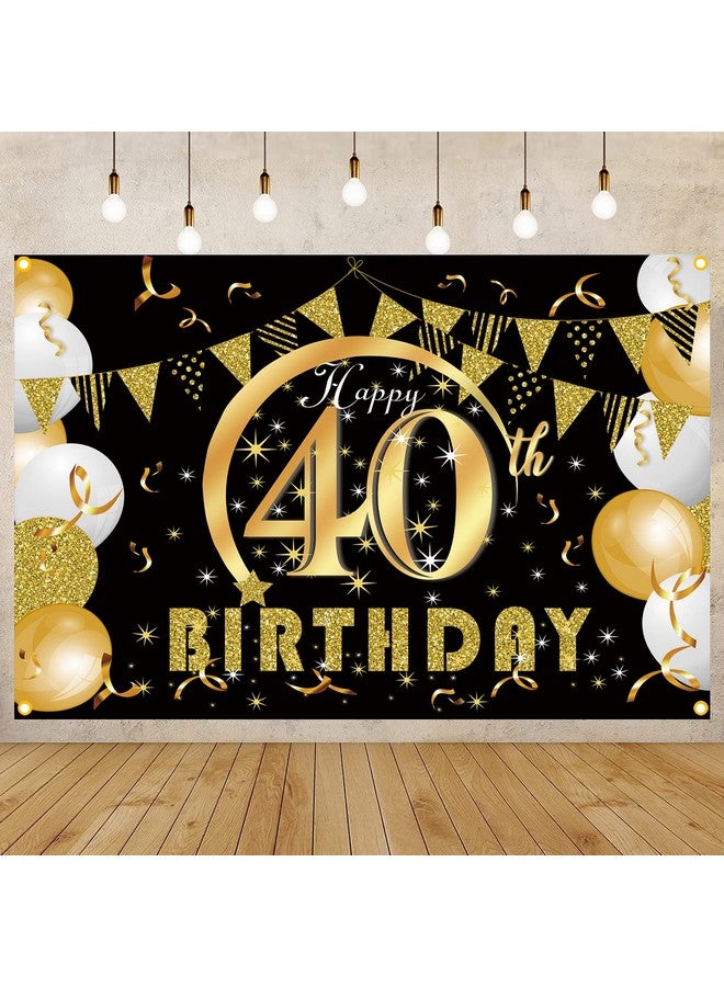 Prudance 40Th Birthday Banner Photo Backdrop Happy Birthday Party Decoration Background With Holes Photography Supplies 59 X 39 - Image 1
