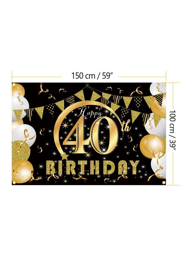 Prudance 40Th Birthday Banner Photo Backdrop Happy Birthday Party Decoration Background With Holes Photography Supplies 59 X 39 - Image 2
