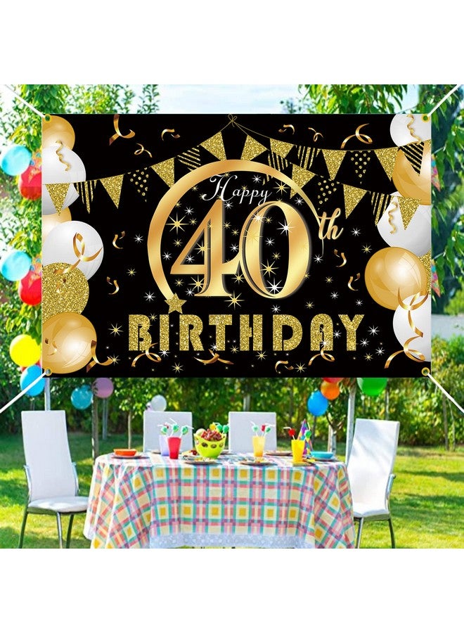 Prudance 40Th Birthday Banner Photo Backdrop Happy Birthday Party Decoration Background With Holes Photography Supplies 59 X 39 - Image 4