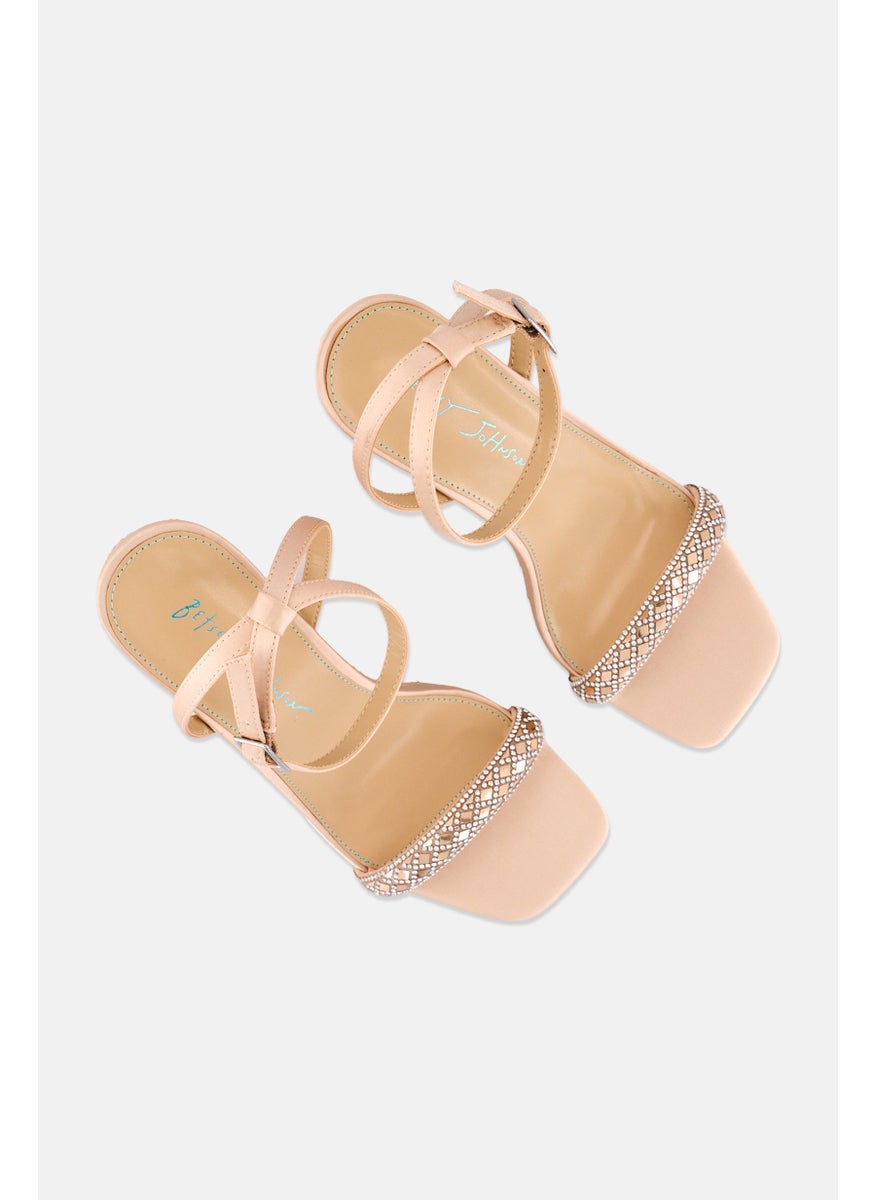 Betsey Johnson - Women Medium Talya Adjustable Buckle Closure Wedge, Peach - Image 1