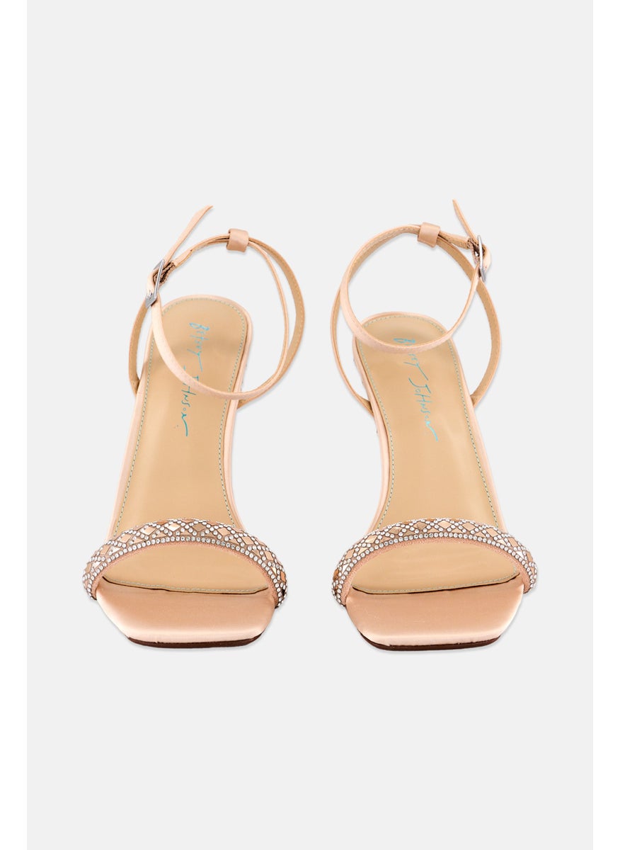 Betsey Johnson - Women Medium Talya Adjustable Buckle Closure Wedge, Peach - Image 1