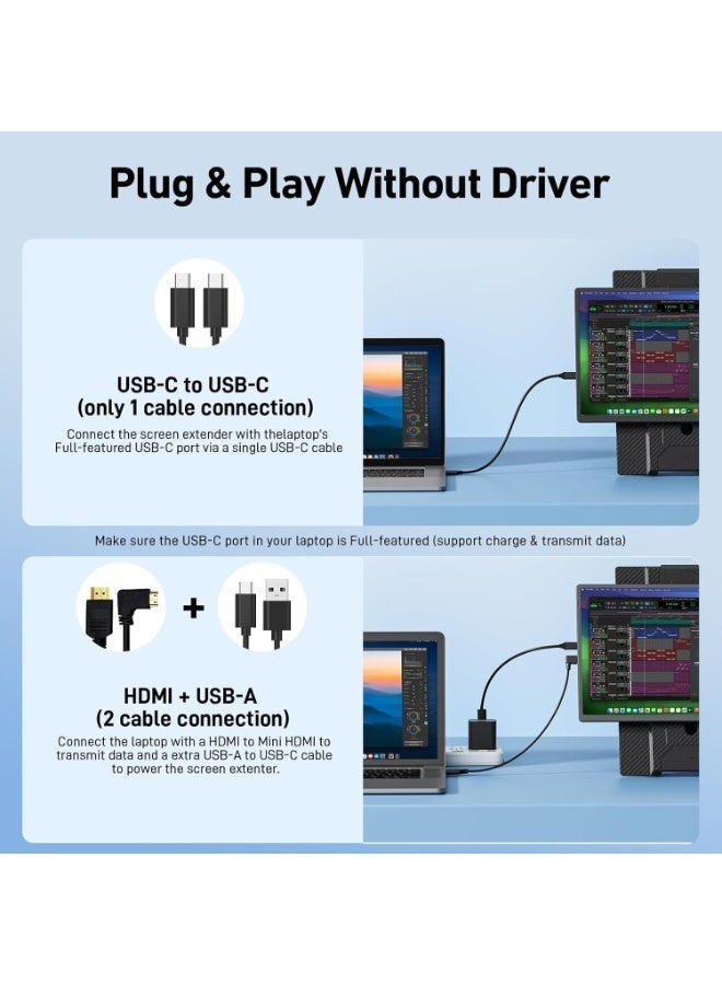 V2COM Laptop Screen Extender 16.1" Ultra-Thin Portable Monitor 1200P FHD IPS Display, 360° Rotating Adjustable Stand, Plug & Play Dual Screen Extender Compatible with Mac/Windows/Phone/Tablet - Image 5