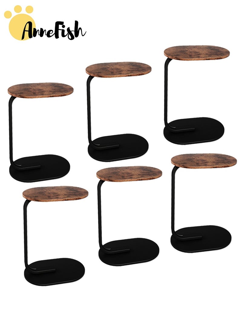 6-Pieces C-Shaped End Table Set Sofa Side Table End Table For Living Room Bedroom Small Service Table Couch Table Metal Frame Easy Assembly