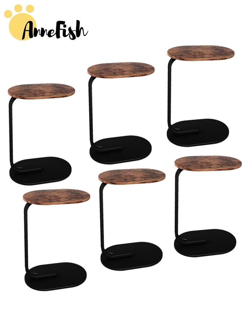 AnneFish 6-Pieces C-Shaped End Table Set Sofa Side Table End Table For Living Room Bedroom Small Service Table Couch Table Metal Frame Easy Assembly - Image 2
