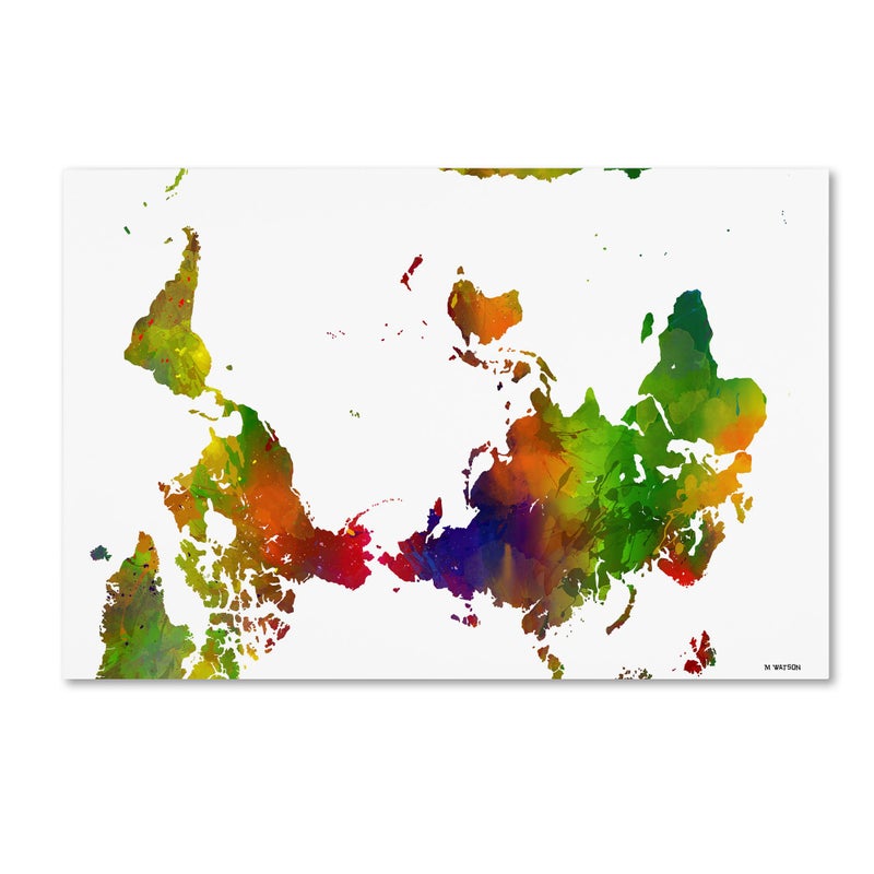 Trademark Fine Art Trademark Fine Art MW0186C3047GG Upside Down Map of The World Clr 1 by Marlene Watson 30x47Inch 30 in x 47 in  - Image 1
