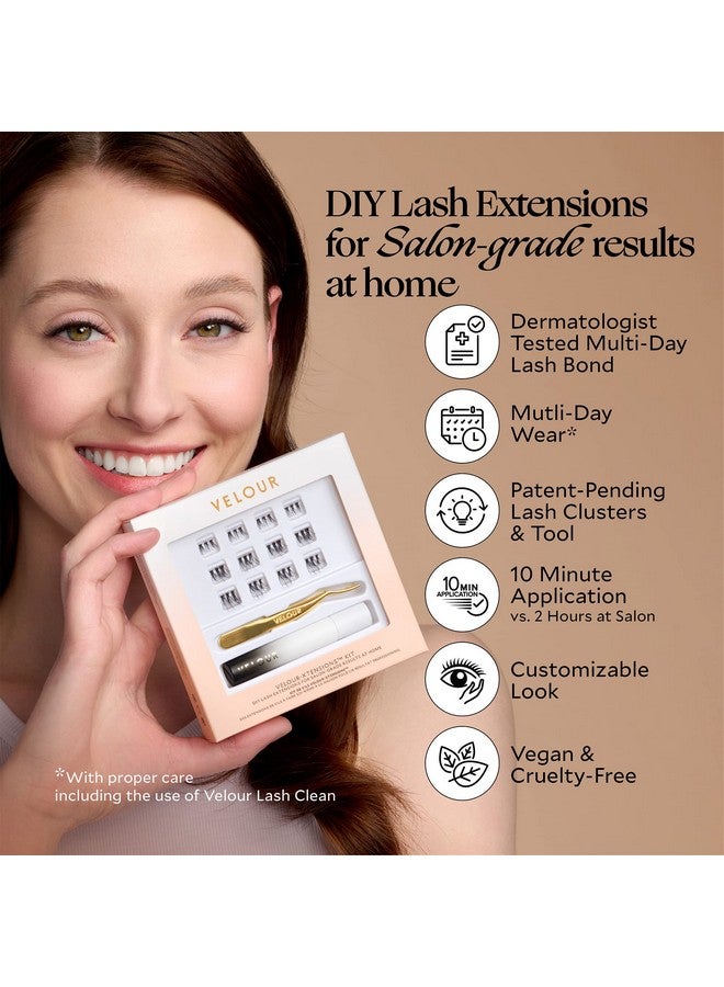 Velour Lashes Velour-Xtensions™ Lash Clusters Kit - DIY Lash Extension Kit at Home, Salon Quality Lashes in 10 Minute - Includes 12 Eyelash Clusters (10mm-14mm) + Lash Bond + Lash Applicator - Individual Lashes Kit - Image 3