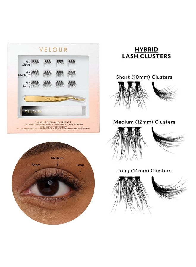 Velour Lashes Velour-Xtensions™ Lash Clusters Kit - DIY Lash Extension Kit at Home, Salon Quality Lashes in 10 Minute - Includes 12 Eyelash Clusters (10mm-14mm) + Lash Bond + Lash Applicator - Individual Lashes Kit - Image 4