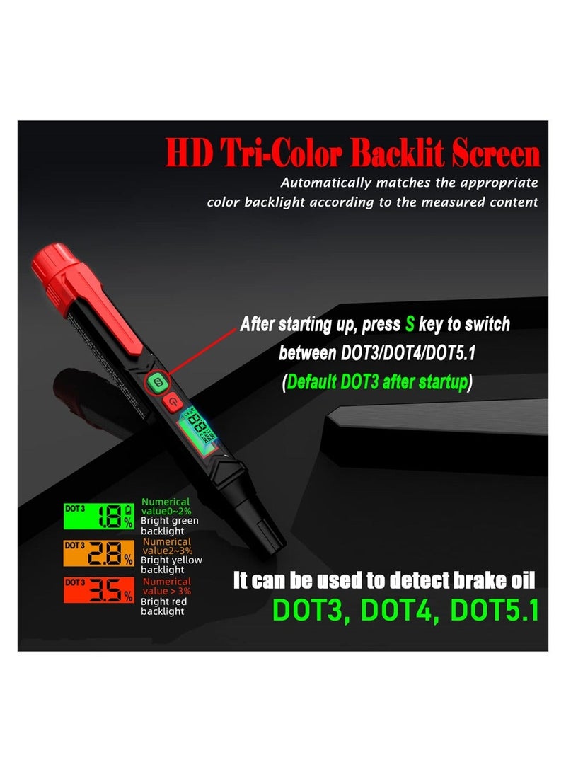 Generic Brake Fluid Tester Pen, Automotive Brake Fluid Content Detector, Vehicle Brake Diagnostic Testing Tool, Hydraulic Fluid Liquid Tester Pen Oil Moisture Tester Analyzer Meter for DOT3 DOT4 DOT5.1  - Image 3