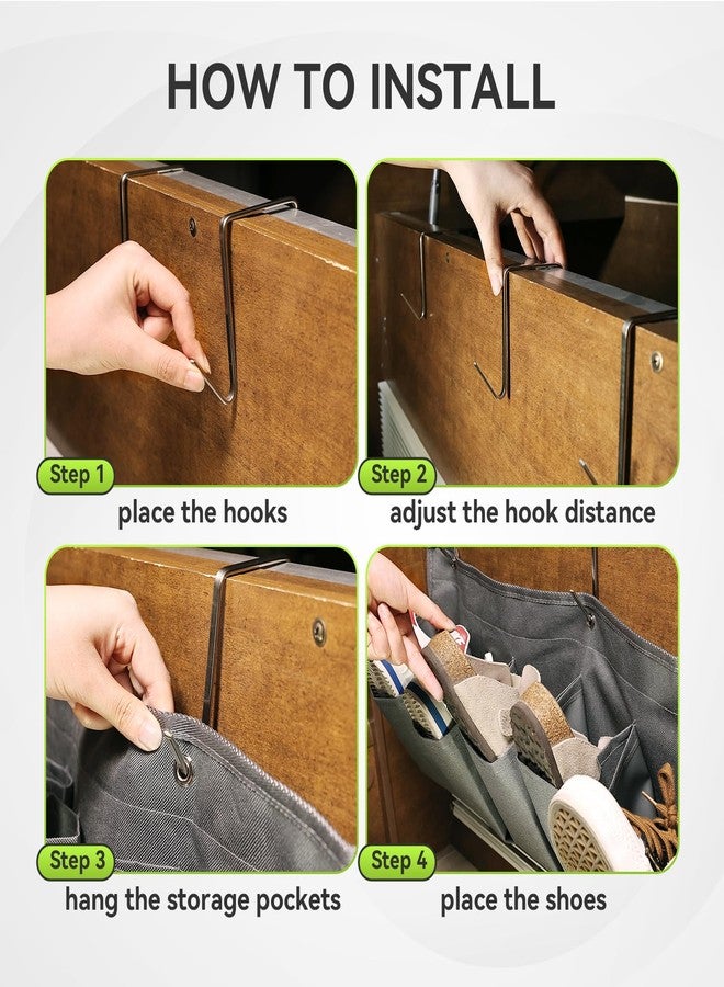RVMATE RV Shoe Storage Organizer - Hanging Bedside Pockets for Shoes, Boots, and Accessories - Grey, 10 Pockets - Image 5