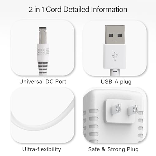 BOEEA Power Cord for Ingenuity InLighten, Simple Comfort, Swing'n Go Baby Swing Charger, 2-in-1 Swing Charging Cable with USB A & DC Plug, 5V Power Adapter - Image 3