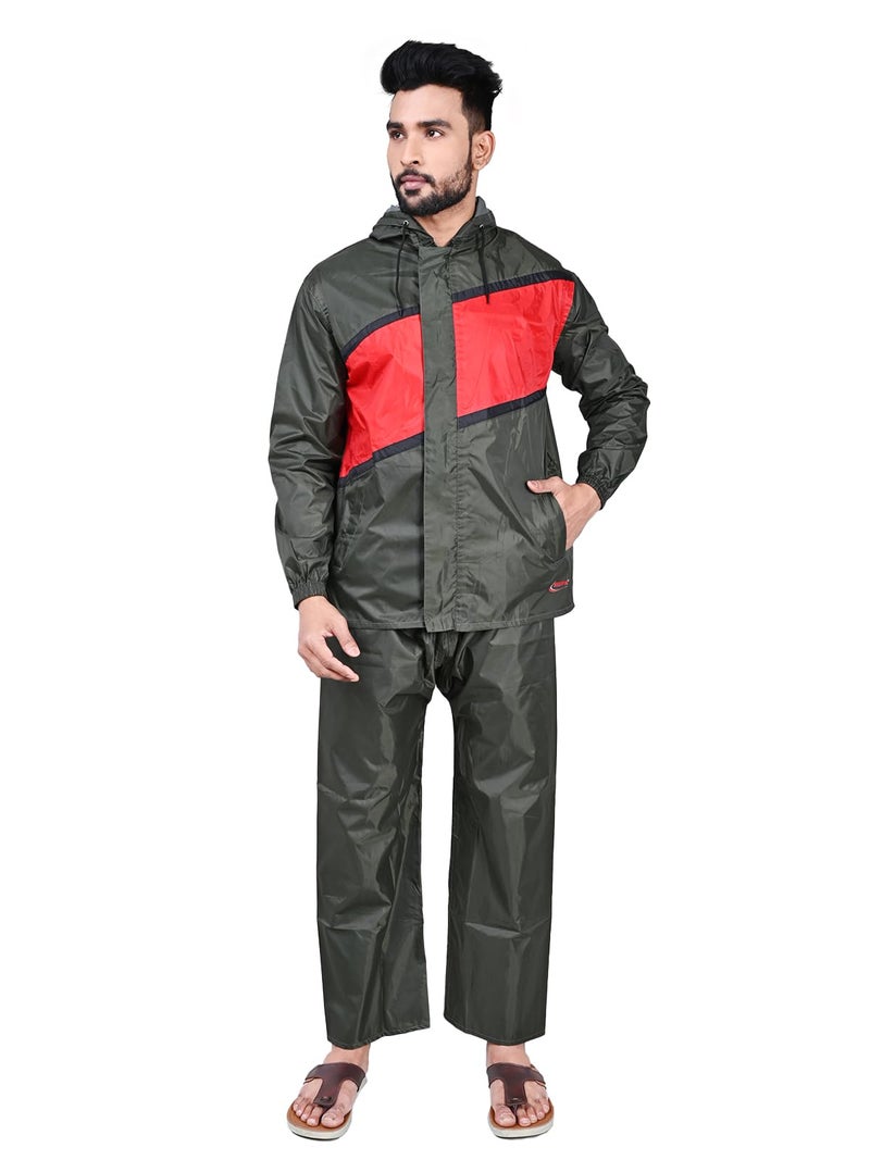 Rupa Rainwear for Men, Rider Collection, Waterproof PVC Rain Jacket with Pants and Carry Bag, Pack of 1 - Image 1