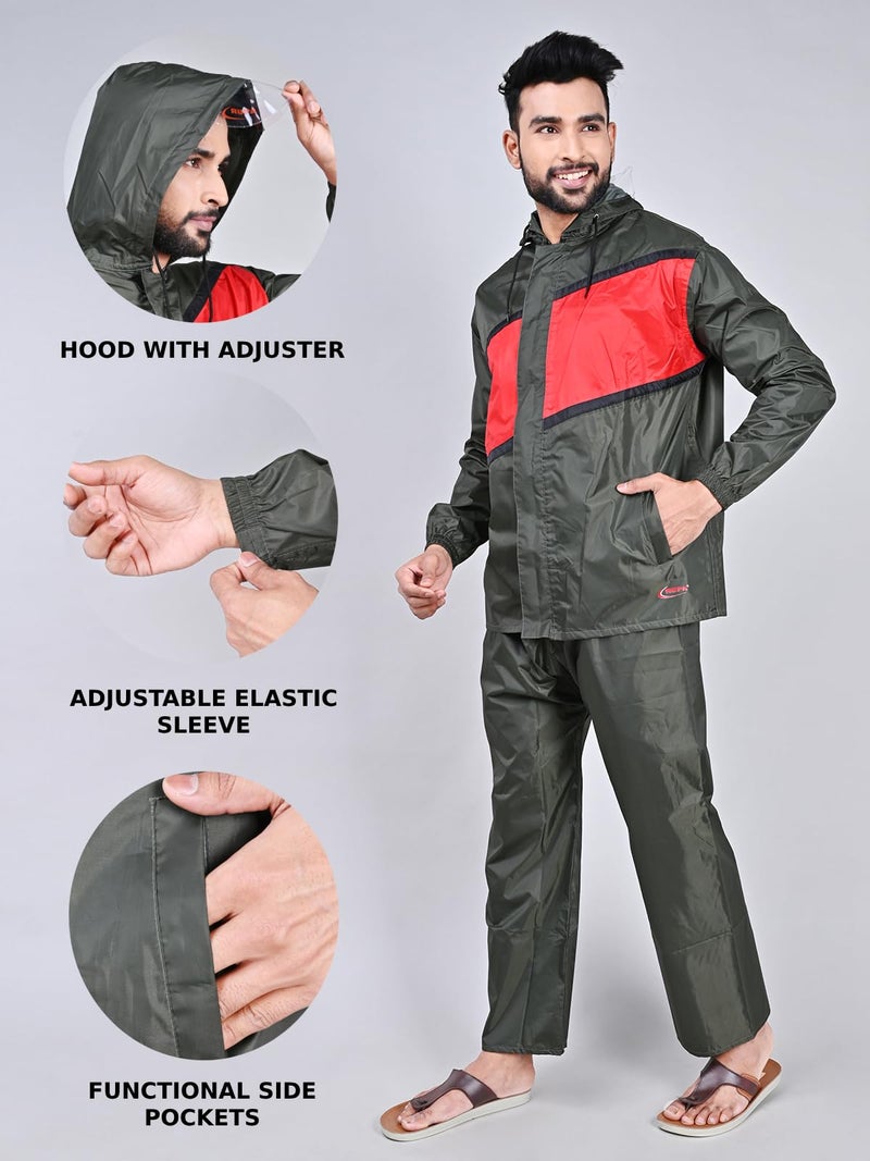 Rupa Rainwear for Men, Rider Collection, Waterproof PVC Rain Jacket with Pants and Carry Bag, Pack of 1 - Image 2
