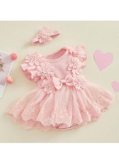NajmStyle Newborn Baby Girl Romper Dress Short Sleeve Mesh Tutu Dress Baby Girls Lace Mesh Dress Jumpsuits with Headband  - Image 4