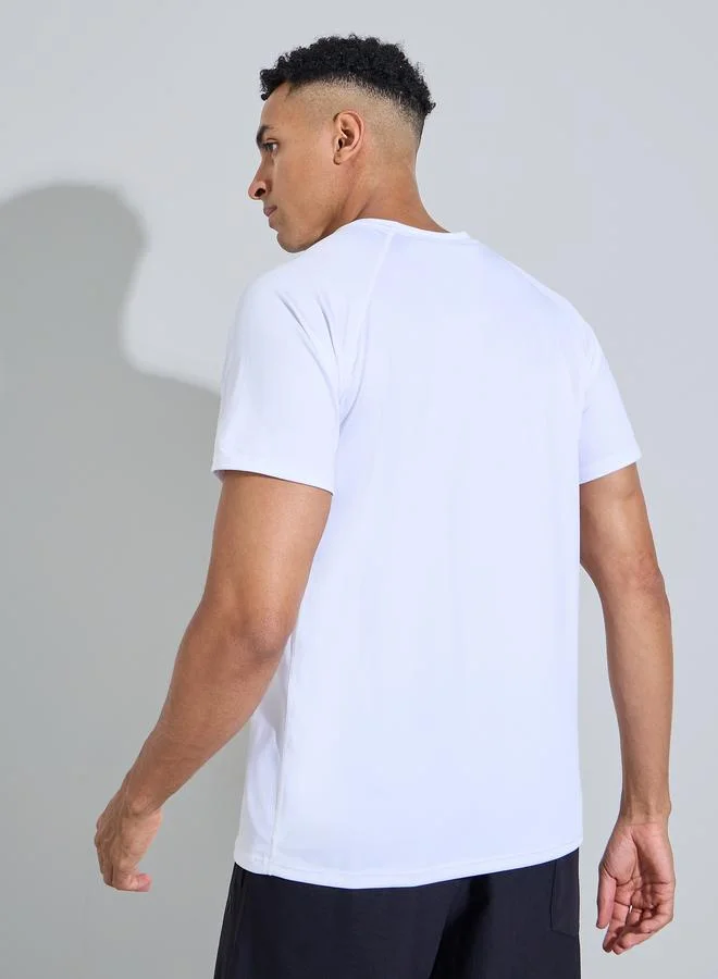 Styli Active  White Printed Short Sleeves Activewear T-Shirt for Men | Best Price UAE