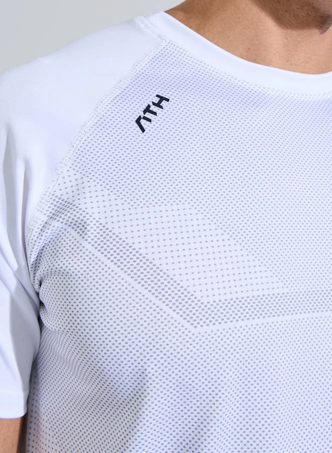 Styli Active  White Printed Short Sleeves Activewear T-Shirt for Men | Best Price UAE