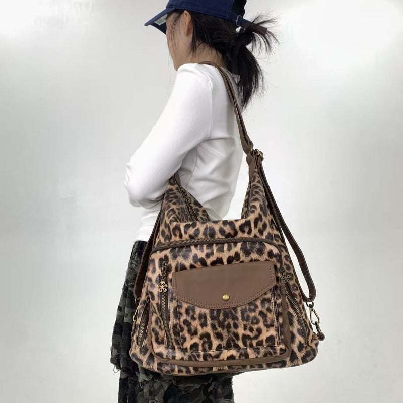 Women's Large Capacity PU Leopard Print Shoulder Bag - Image 2