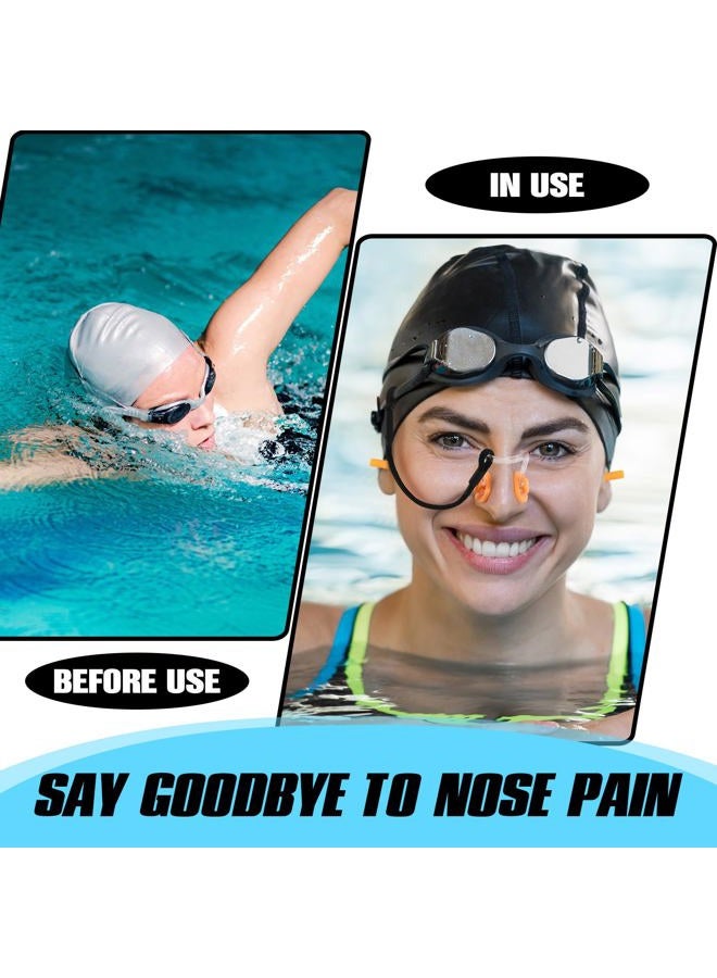 Seenelling 10 Pcs Swimming Nose Clip Earplugs with String Waterproof Swim Nose Plugs Soft Silicone Earplugs Protector Accessories for Adult Beginner Swimming Training Supplies(10 Colors,Transparent) - Image 5