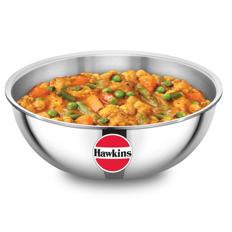 Hawkins Hawkins 2.5 Litre Metro Kadhai, Triply Stainless Steel Induction Tasla, Silver (SSTA25) - Image 1