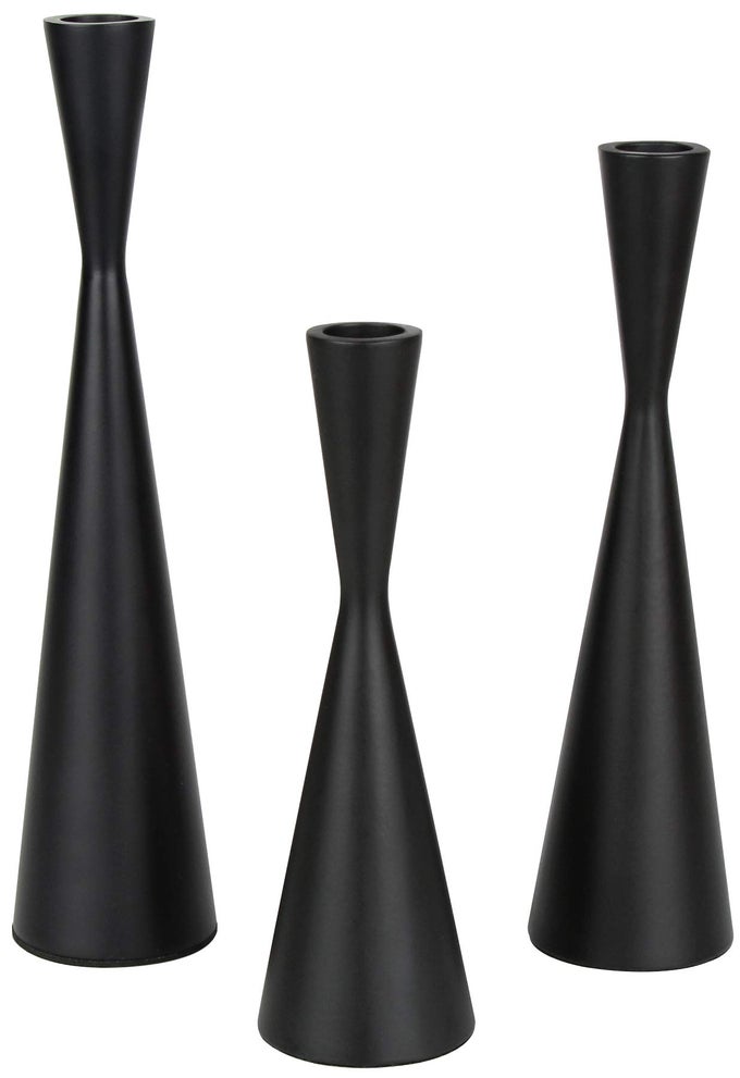 TAPER CANDLESTICK HOLDERS METAL CANDLE HOLDERS SET OF 3 TABLE DECORATIVE CANDLE STAND FOR WEDDING DINNING PARTYHOME DECOR MATTE BLACK