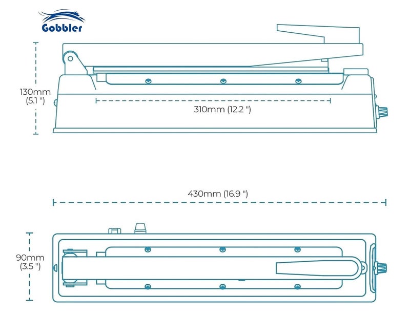 GOBBLER جهاز ختم حراري كهربائي GOBBLER 12 بوصة 300 مم للختم الفوري للأكياس البلاستيكية هيكل معدني متين PFS300 MT - Image 4