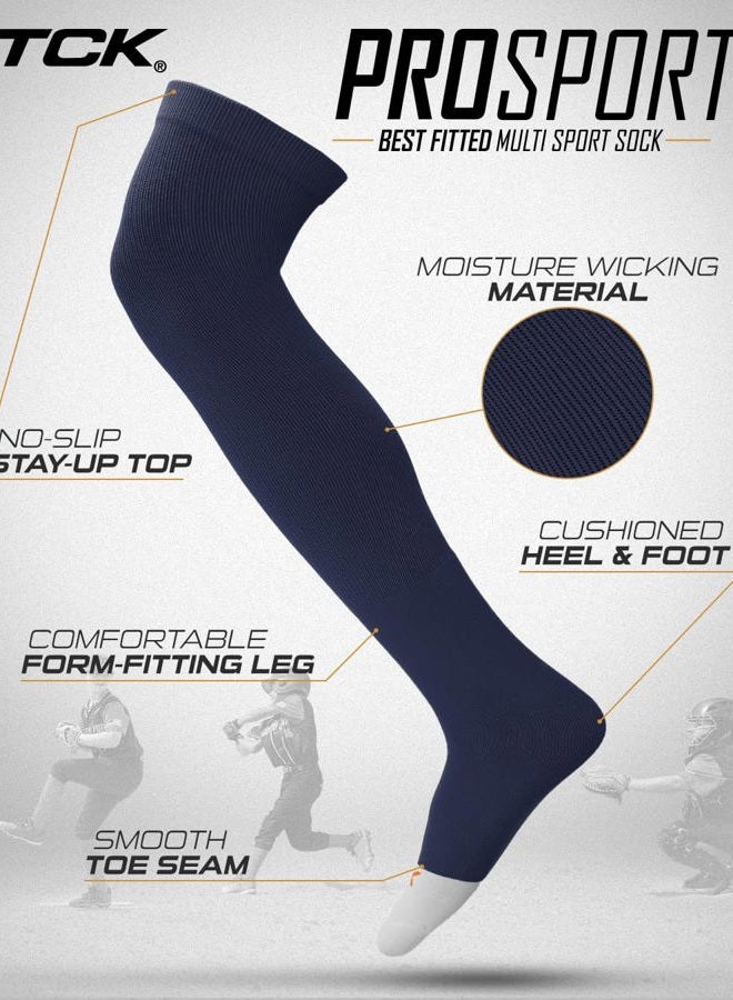 TCK Baseball Softball Over the Knee Socks Prosport | Durable Performance | Double Welt Top | Smooth Toe | Moisture Wicking, Navy, L - Image 4