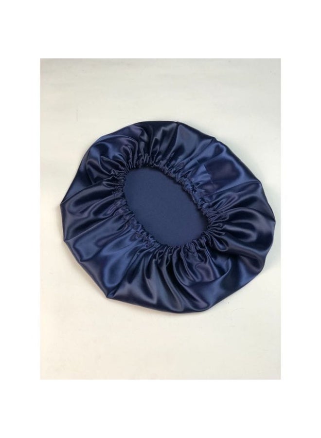 Single Layer Satin Hair Bonnet with Matching Satin Scrunchie, Navy Blue, Soft Sleep Cap for Hair Protection, Suitable for All Hair Types - Image 4