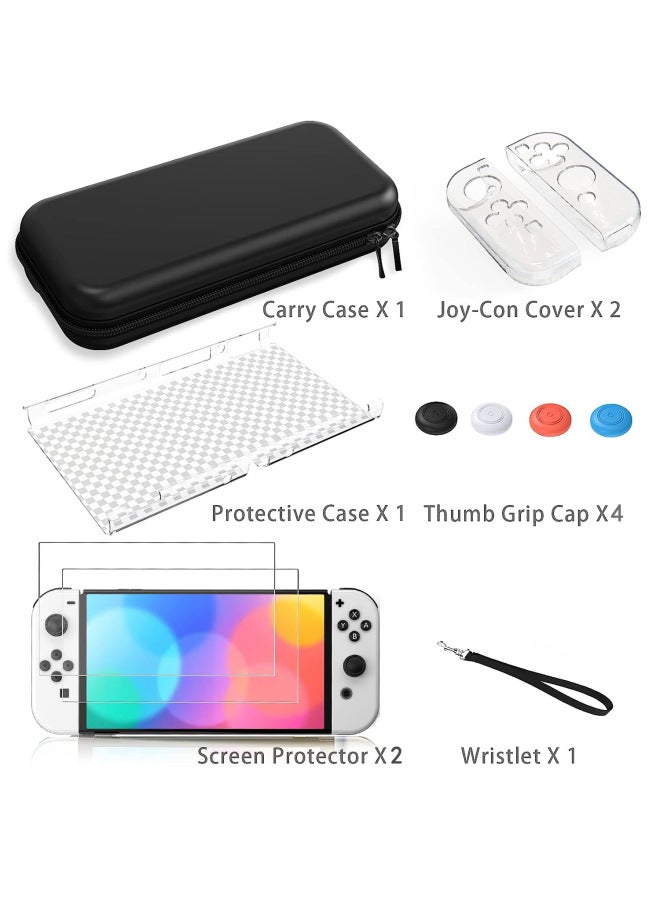 Loquat Nintendo Game Console Protective Shell Switch Oled Protective Bag OLED Host NS Storage Bag Suit-Model:Switch Hand Rope Two Corners Black Bag Crystal Shell 1 Set Tempered Film 2 Hat 4 Alcohol Bag 2 D  - Image 3