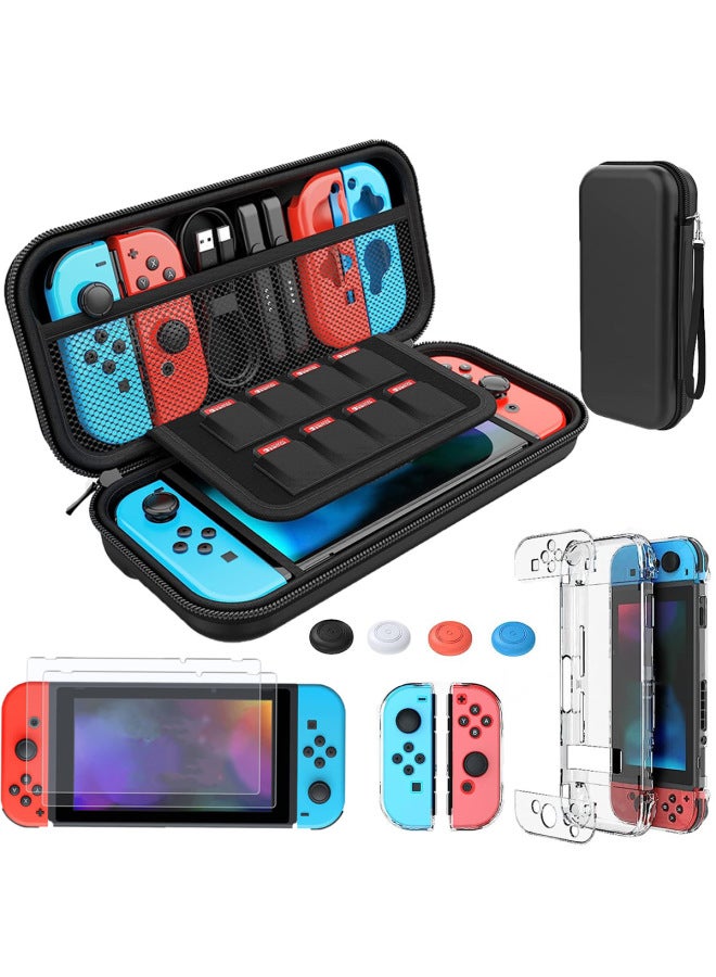 Loquat Nintendo Game Console Protective Shell Switch Oled Protective Bag OLED Host NS Storage Bag Suit-Model:Switch Hand Rope Two Corners Black Bag Crystal Shell 1 Set Tempered Film 2 Hat 4 Alcohol Bag 2 D  - Image 4