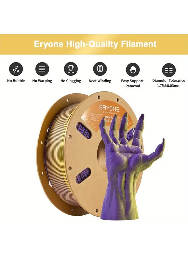 ERYONE Matte Dual Color 3D Printer Filament 1.75mm Green Blue Purple 1kg - Image 3