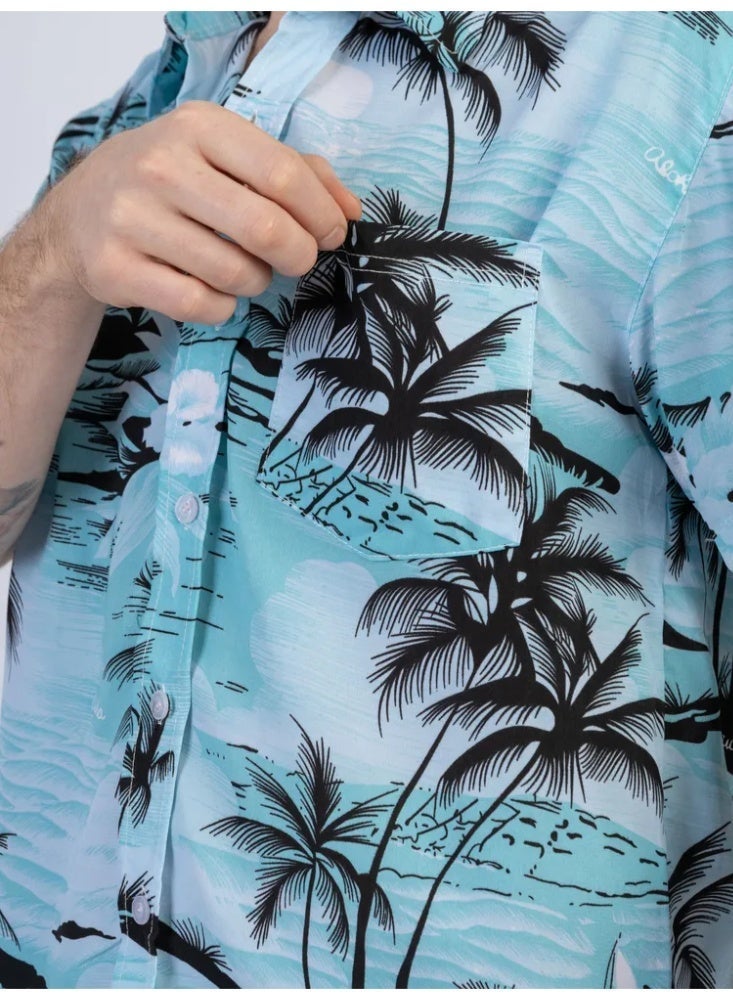 Men's summer beach set (shirt and shorts), Hawaiian print, lightweight and breathable fabric, the perfect outfit for a beach vacation, plus sizes - Image 2