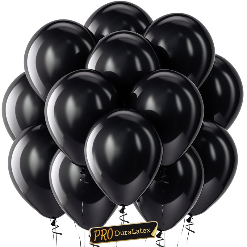 Bezente Pro Duralatex Black Balloons 100 Pack 12 inch ExtraThick Black Balloons for LongLasting Professional Party Decorations Large New Year Birthday Graduation Wedding Anniversary - Image 3