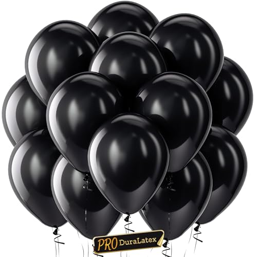 Bezente Pro Duralatex Black Balloons 100 Pack 12 inch ExtraThick Black Balloons for LongLasting Professional Party Decorations Large New Year Birthday Graduation Wedding Anniversary - Image 1