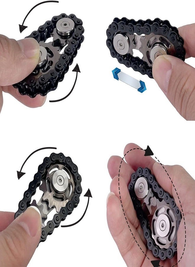 لعبة سلسلة التروس فيدجيت، بكرة يدوية معدنية فيدجيت سبينر للأطفال والكبار، عجلات معدنية مجمعة لسلسلة الدراجة، هدية مبتكرة لتخفيف التوتر في المكتب وعيد الميلاد لحقيبة الهدايا - Image 2