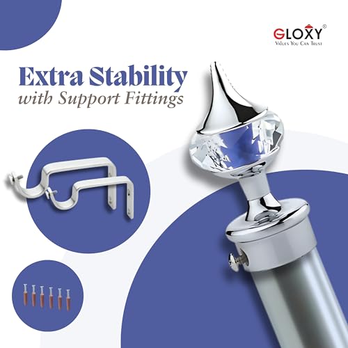 GLOXY ENTERPRISE GLOXY Aluminium Single Diamond Curtain Brackets (Dark Blue) with 1-Inch Knobs, Support Fittings for Doors & Windows, Set of 4 Pairs (8 Brackets) with Screws & Wall Fittings. - Image 3
