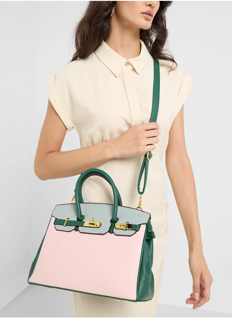 ELLA Color Block Large Satchel Bag