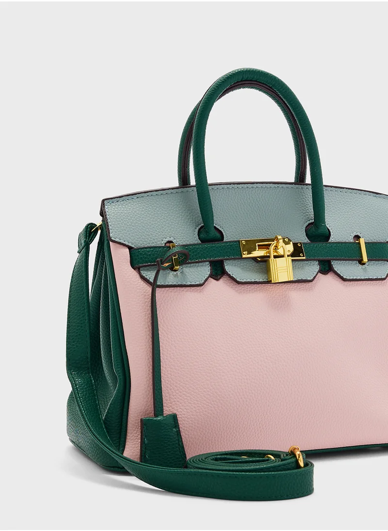 ELLA Color Block Large Satchel Bag