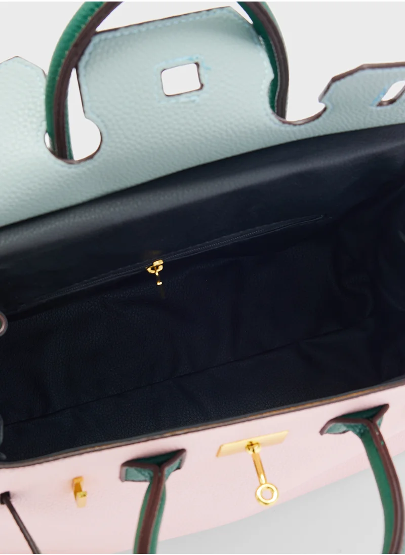 ELLA Color Block Large Satchel Bag