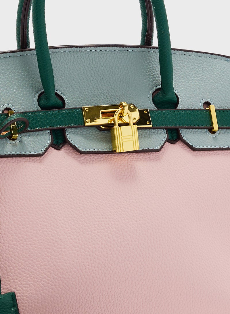 ELLA Color Block Large Satchel Bag - Image 4