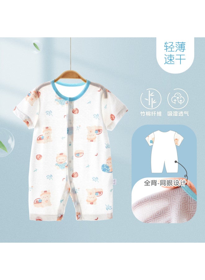 Doxiluka Newborn Baby Clothes Summer Short-sleeved Romper Bamboo Cotton Fiber Pajamas Thin Onesie Outfit Breathable Crawling Suit - Image 2