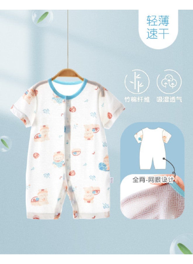Doxiluka Newborn Baby Clothes Summer Short-sleeved Romper Bamboo Cotton Fiber Pajamas Thin Onesie Outfit Breathable Crawling Suit - Image 1