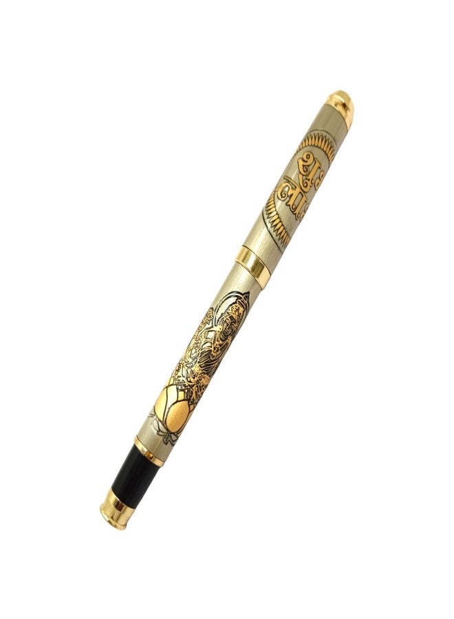 auteur Divine Series Shri Roller Ball Pen Brass Metal Body With Blessings of Godess Laxmi Best Gift Pen For Men & Women Professional Executive Office, Nice Pens (Dual Tone, Blue Ink) - Image 5
