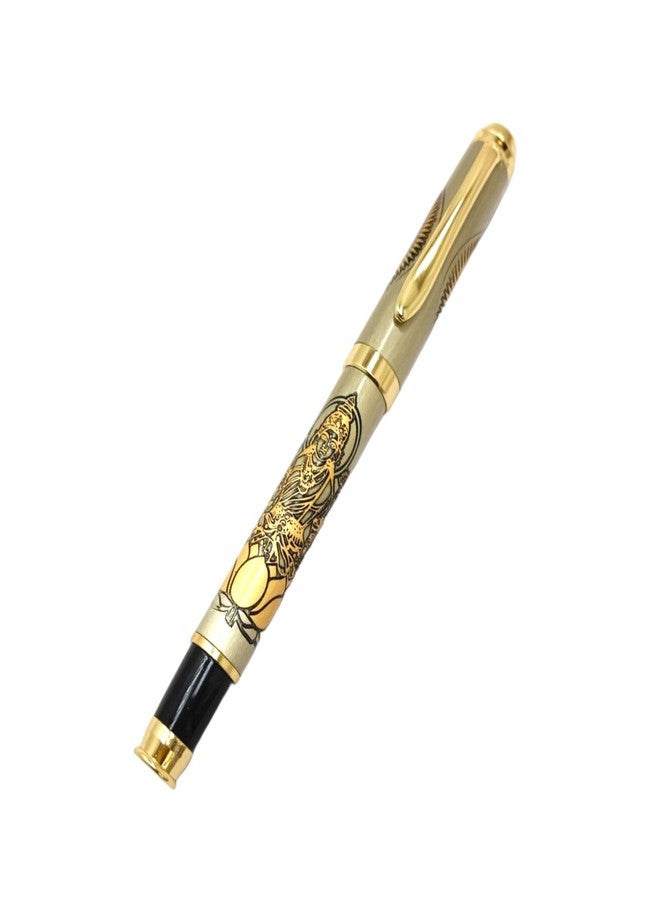 auteur Divine Series Shri Roller Ball Pen Brass Metal Body With Blessings of Godess Laxmi Best Gift Pen For Men & Women Professional Executive Office, Nice Pens (Dual Tone, Blue Ink) - Image 4
