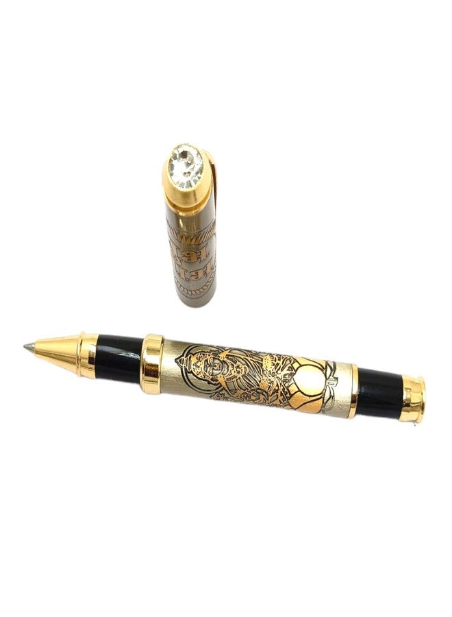 auteur Divine Series Shri Roller Ball Pen Brass Metal Body With Blessings of Godess Laxmi Best Gift Pen For Men & Women Professional Executive Office, Nice Pens (Dual Tone, Blue Ink) - Image 3