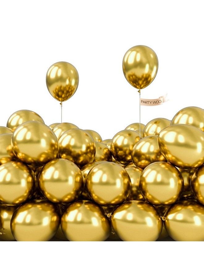 PartyWoo - Metallic Gold Balloons 50 Pcs 5 Inch Gold Metallic Balloons Metallic Balloons For Balloon Garland Party Decorations Birthday Decorations Wedding Decorations Baby Shower Decorations - Image 1