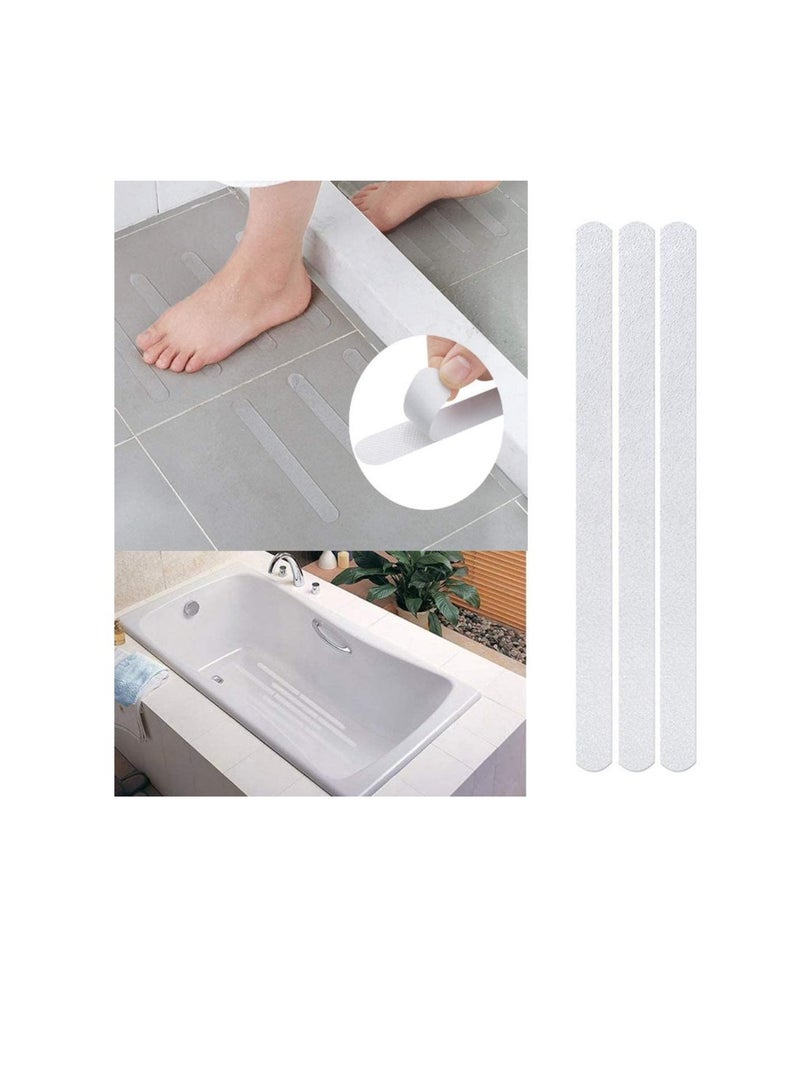 15 Pcs Anti Slip Skid Strips Tapes Transparent Shower Stickers Strips Non Slip Strips for Bathtubs Showers Stairs Floors, Increase Traction on Smooth Surface, Prevent Slippage Effectively - Image 1